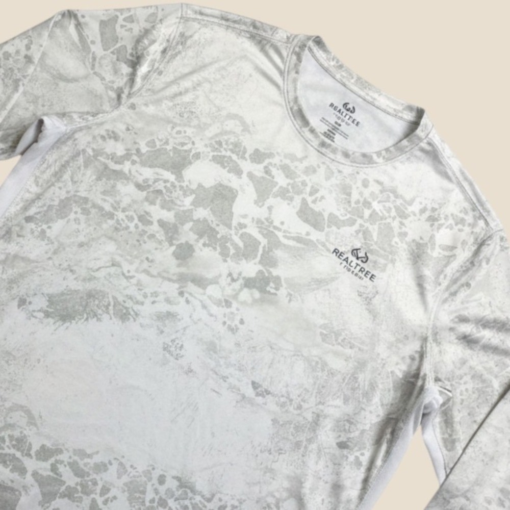 Realtree Fishing Shirt Mens XXXL White Camo Long Sleeve Performance Mesh Tee